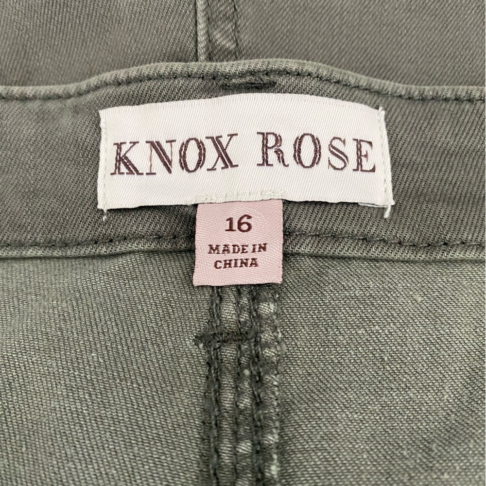 Women’s Mid Rise Embroidered Pockets Raw Edge Hem Knox Rose Clover Green Size 16 - Picture 8 of 9